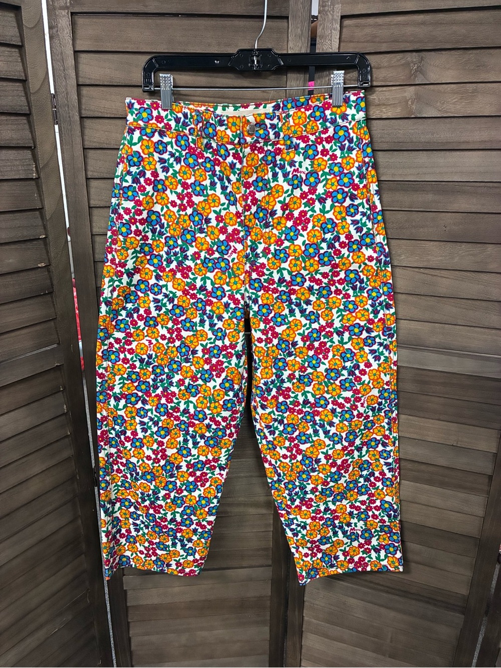 Marni Multicolor Floral Denim Straight-Leg Pants